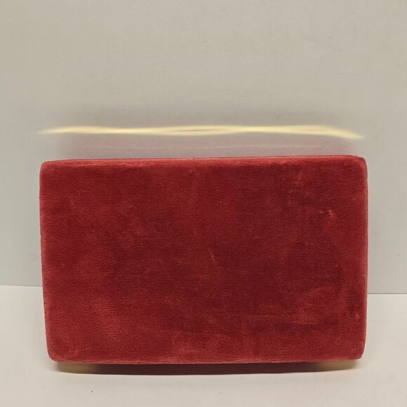 VINTAGE MELE JEWELRY TRAVEL BOX Organizer Cranberry Velour With Gold Accent - Picture 5 of 8